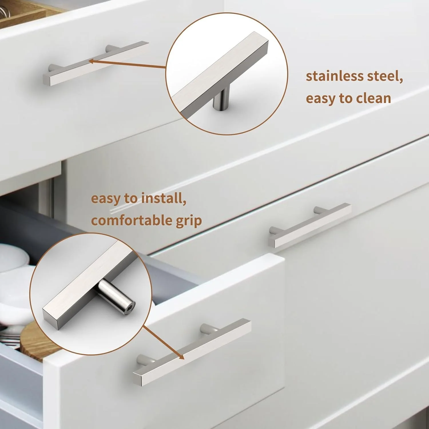 دستگیره کابینت آشپزخانه NALACAL، استیل ضد زنگ، نیکل ساتن برس خورده، 96 میلی متر، 6 عددی، مناسب برای کمد، کشو و کمد لباس دستگیره کابینت آشپزخانه NALACAL، استیل ضد زنگ، نیکل ساتن برس خورده، 96 میلی متر، 6 عددی، مناسب برای کمد، کشو و کمد لباس