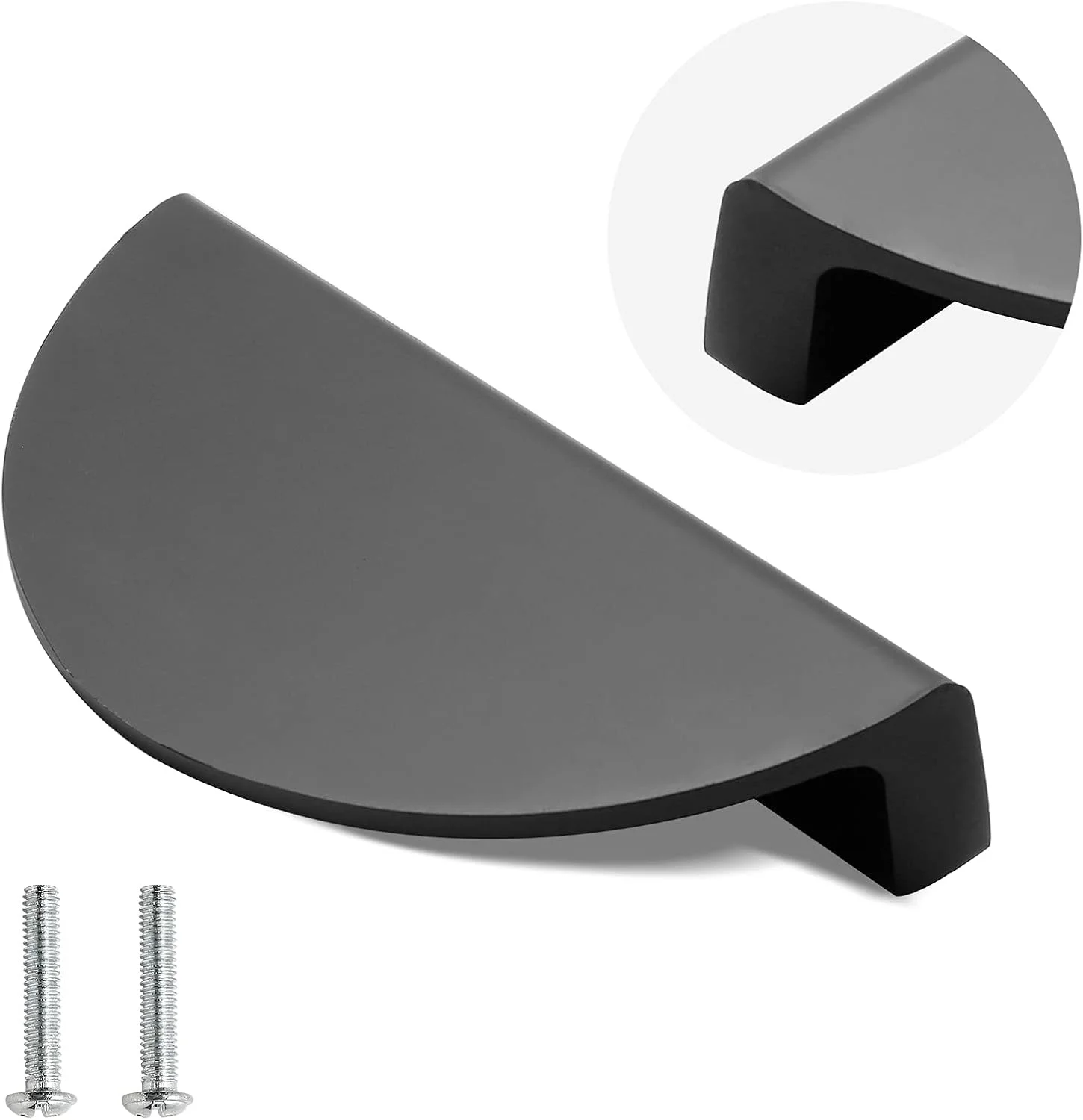 دستگیره کشو زورفتر 2.5 اینچی، 4 عدد دستگیره هلالی مشکی مات برای کابینت، دستگیره نیم دایره ای با پیچ ​​برای درب مبلمان اتاق خواب آشپزخانه (طول: 3.07 اینچ)