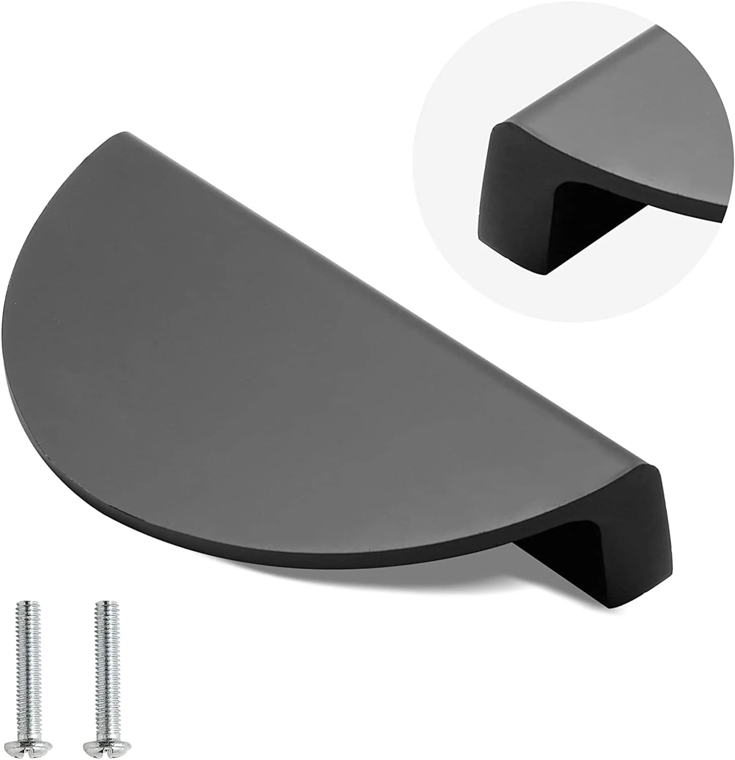 دستگیره کشو 2.5 اینچی THE WHITE SHOP، دستگیره های هلالی برنجی برس خورده، دستگیره های نیم دایره ای با پیچ برای درب مبلمان اتاق خواب کمد آشپزخانه (طول: 3.74 اینچ)/95 مشکی مات