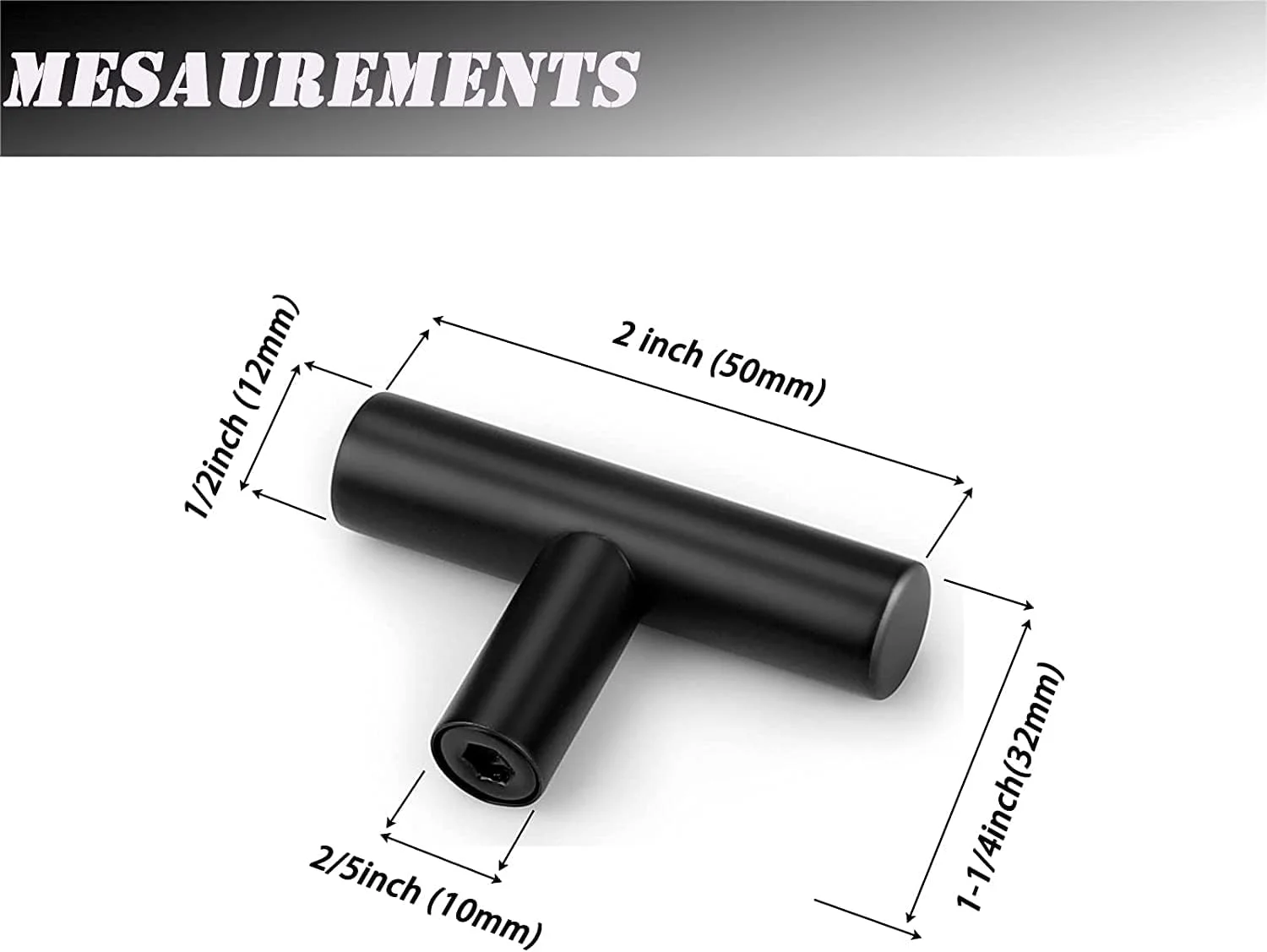 دستگیره کابینت WOOVEEWIND بسته 10 عددی، دستگیره مشکی کابینت، دستگیره 2 اینچی کابینت آشپزخانه، دستگیره تک سوراخ کشو برای کشوهای کمد