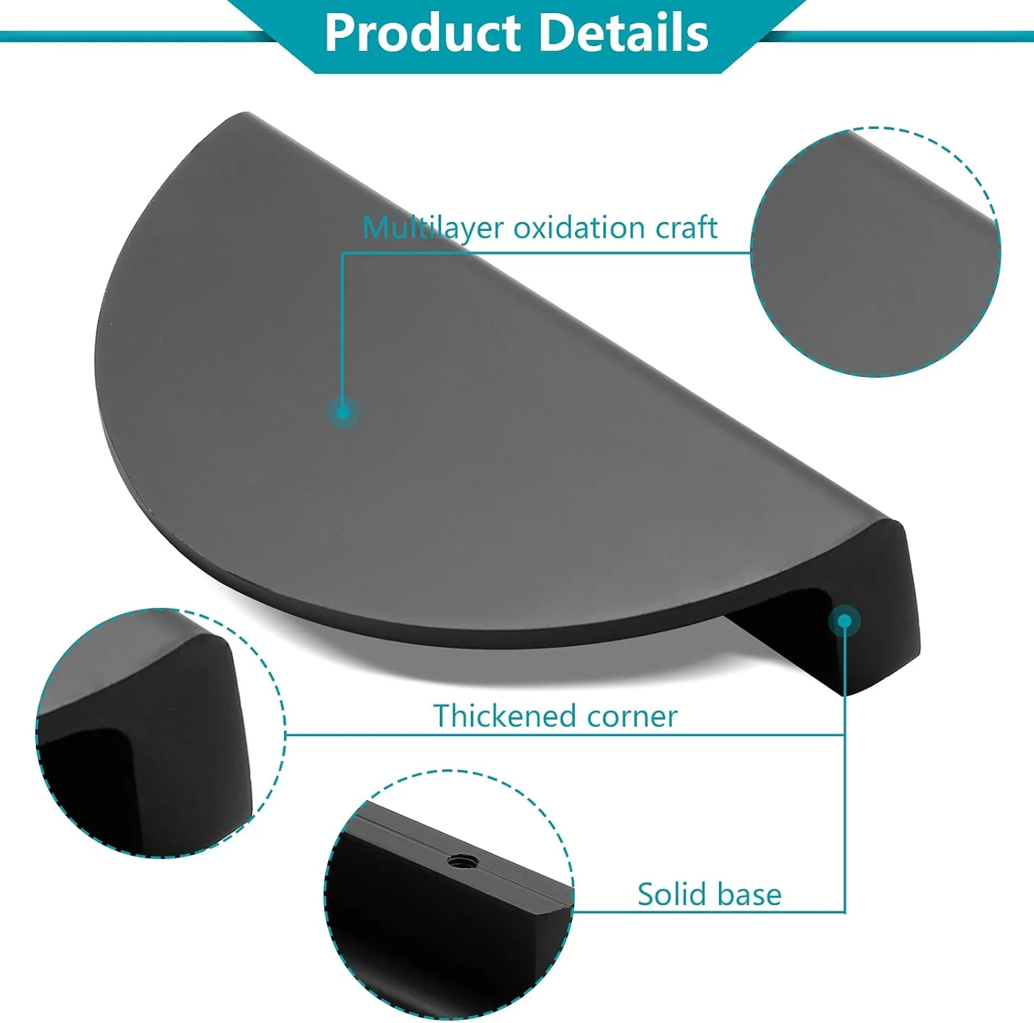 دستگیره کشو زورفتر 2.5 اینچی، 4 عدد دستگیره هلالی مشکی مات برای کابینت، دستگیره نیم دایره ای با پیچ ​​برای درب مبلمان اتاق خواب آشپزخانه (طول: 3.07 اینچ)