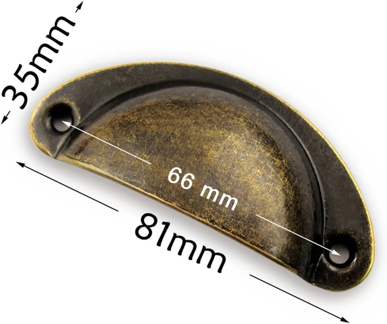 دستگیره کابینت صدف قدیمی، بسته 10 عددی دستگیره کشو برنجی عتیقه با پیچ