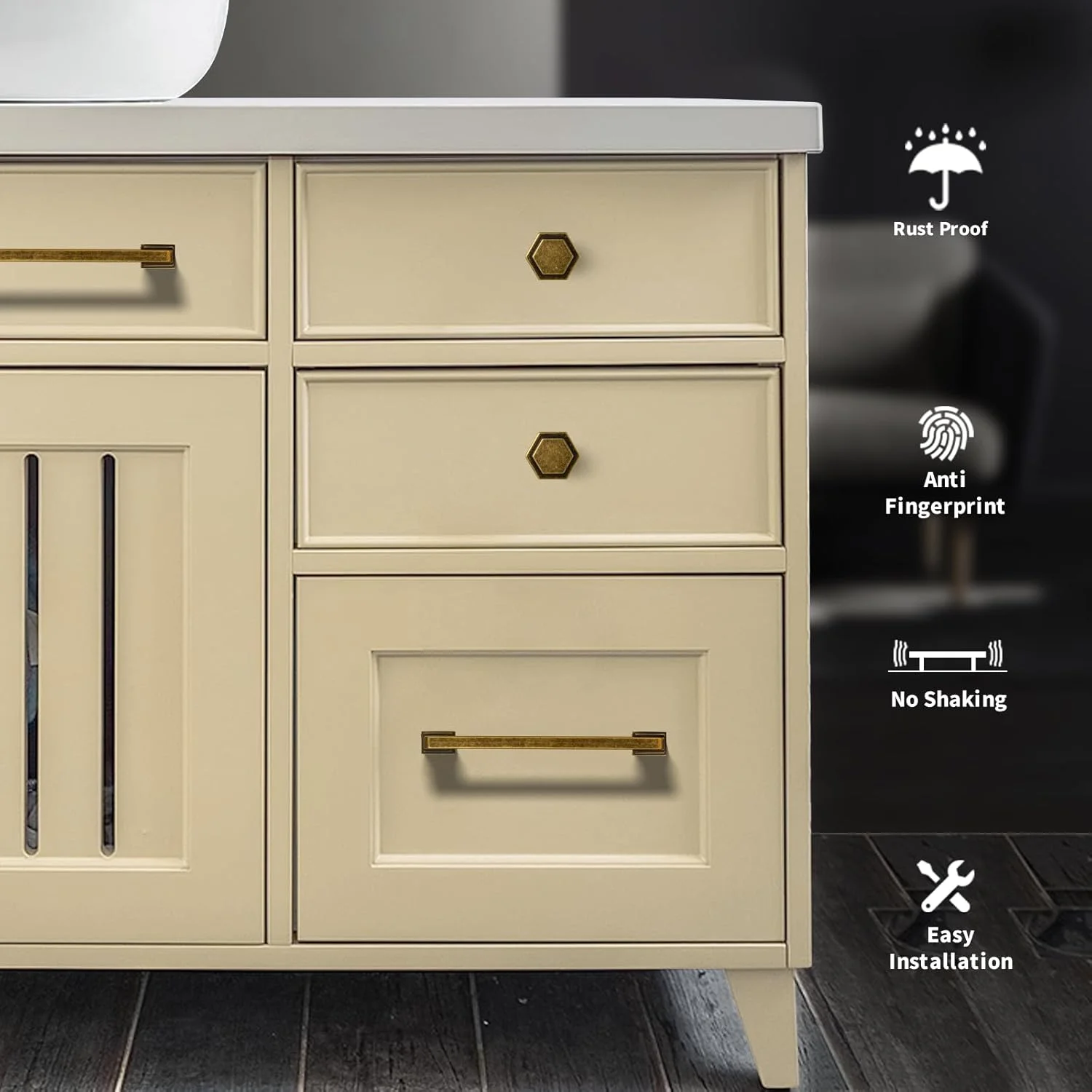 دستگیره کابینت برنجی عتیقه Yagman، بسته 2 عددی، مرکز سوراخ 6-3/8 اینچ (160 میلی متر)، دستگیره های آشپزخانه رترو برای مبلمان و کشوها، دستگیره های بلند و قدیمی کمد، دستگیره های کوچک بدون لاک، سخت افزار Q-AB160-2