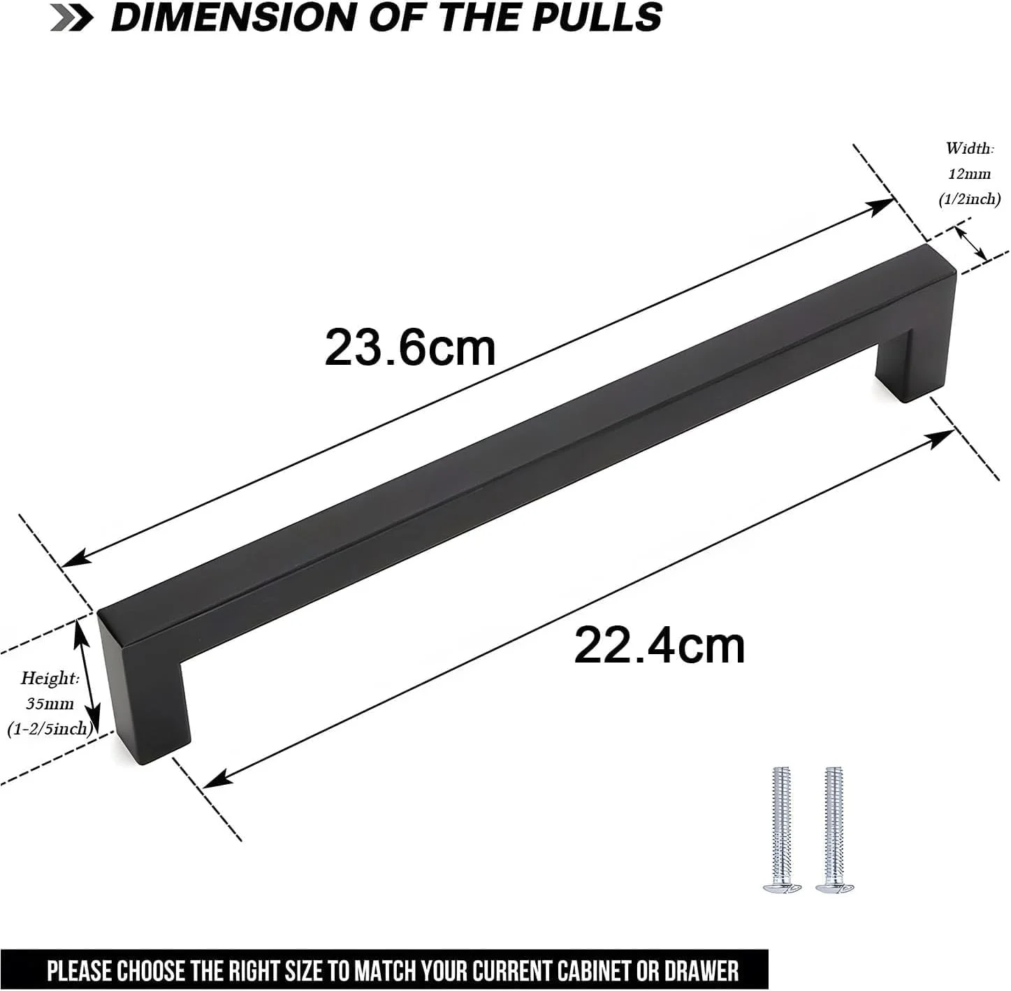 دستگیره کابینت مربعی Xspring، بسته 5 عددی 224 میلی متری مشکی مات، دستگیره های کشو استیل ضد زنگ ممتاز برای کابینت های مدرن آشپزخانه و حمام