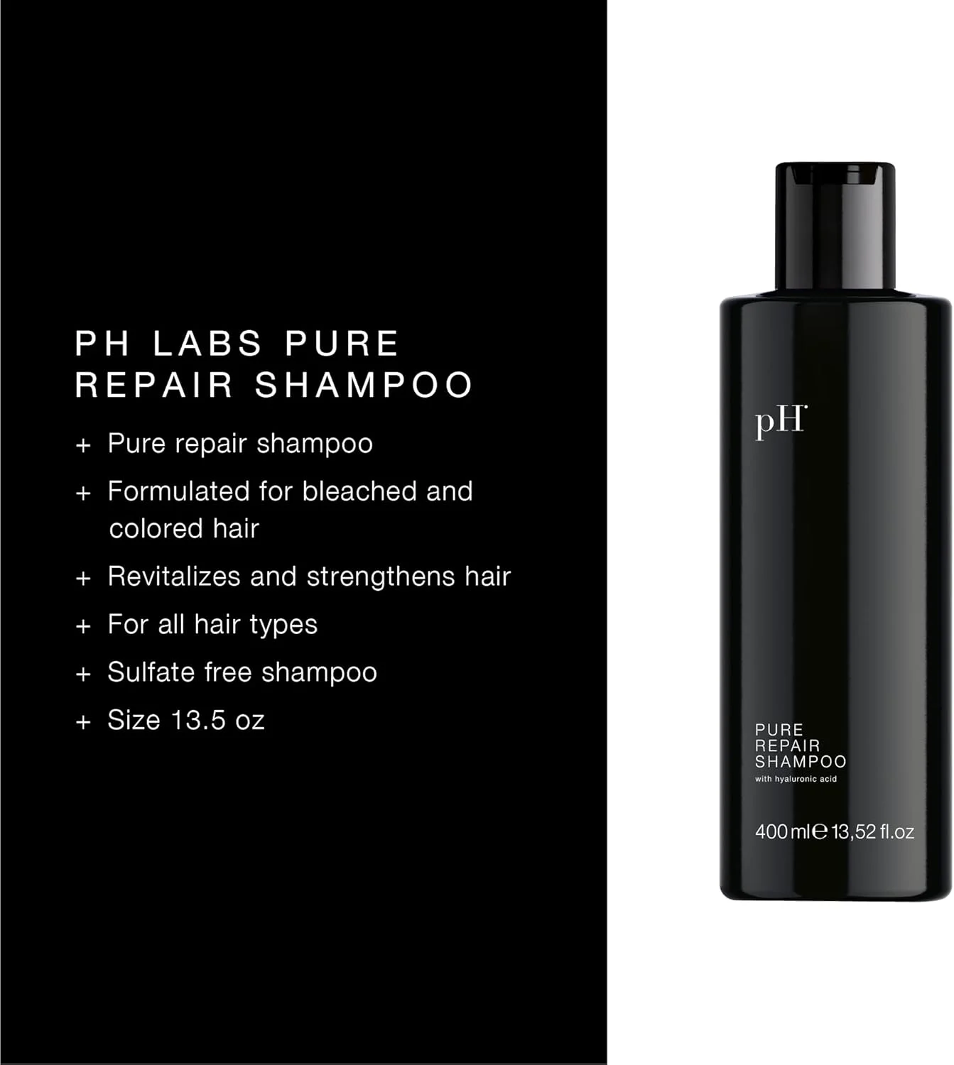 شامپو ترمیم کننده مو pH PURE HAIR Labs، شامپو مرطوب کننده برای موهای خشک، شامپو احیا کننده برای موهای رنگ شده 400 میلی لیتر