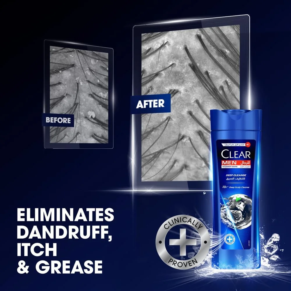 شامپو کلیر مردانه، شامپو ضد شوره، پاک کننده عمیق، پاک کننده عمیق پوست سر 10 برابر**، 400 میلی لیتر