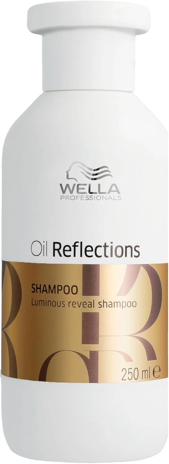 شامپو درخشان کننده موهای Wella Professionals Oil Reflections، مناسب برای انواع مو، برای موهای براق و صاف تر، سم زدایی و پاکسازی مو، حاوی پاک کننده فلزات و روغن های گیاهی گرانبها، 250 میلی لیتر