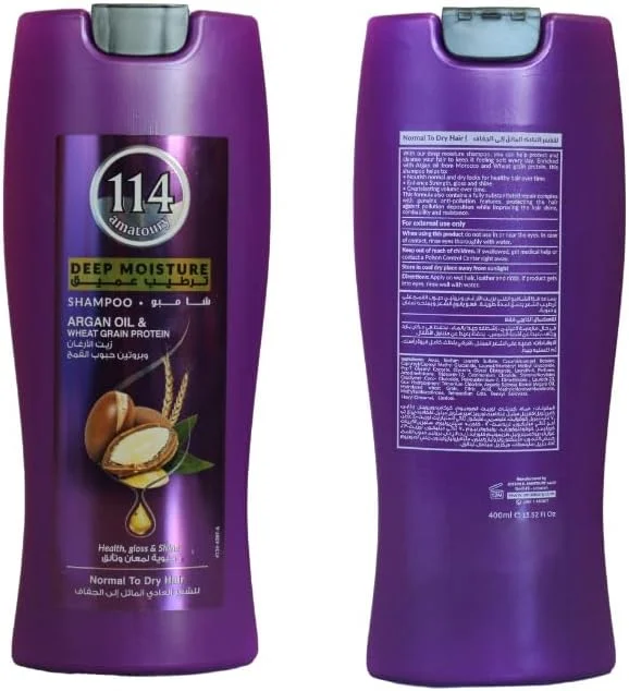شامپو 114 آماتوری حاوی روغن آرگان و پروتئین دانه گندم - 400 میلی لیتر