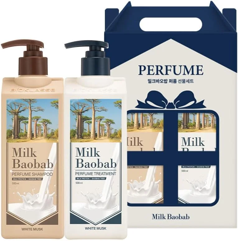 مجموعه شامپو و نرم کننده شیر بائوباب با رایحه مشک سفید 500 میلی لیتر / بسته 2 عددی، 16.90 اونس مایع