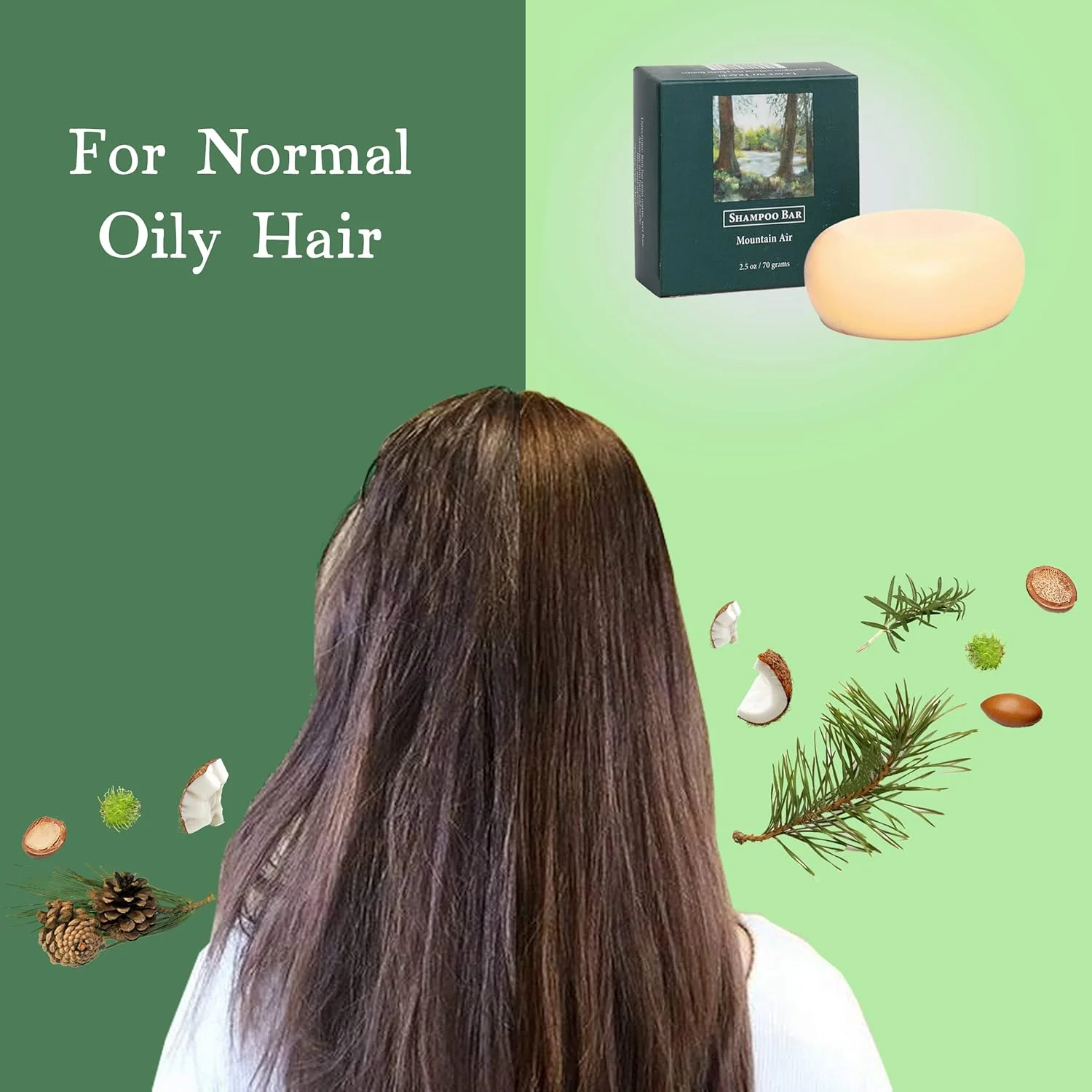 شامپو بار دست ساز طبیعی Mountain Air از مزرعه عطر و طعم Adirondack برای موهای معمولی تا چرب، پاک کننده موی جامد گیاهی و سازگار با محیط زیست، 70 گرم