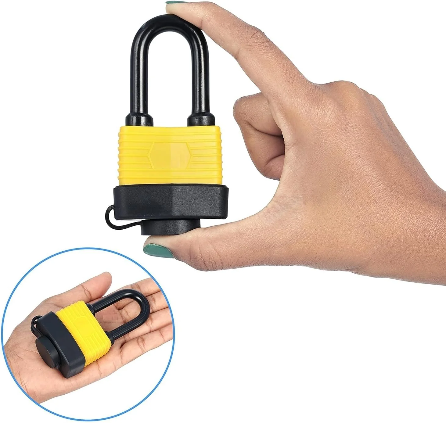 قفل پلاستیکی - قفل امنیتی 185G با ویژگی ضد گرد و غبار و ضد آب - 1 عدد قفل و 3 عدد کلید با محافظ - 21 لایه گالوانیزه سنگین با 8 پرچ - ضد سرقت مناسب دوچرخه، درب و قفل موتور سیکلت، زرد قفل پلاستیکی - قفل امنیتی 185G با ویژگی ضد گرد و غبار و ضد آب - 1 عدد قفل و 3 عدد کلید با محافظ - 21 لایه گالوانیزه سنگین با 8 پرچ - ضد سرقت مناسب دوچرخه، درب و قفل موتور سیکلت، زرد