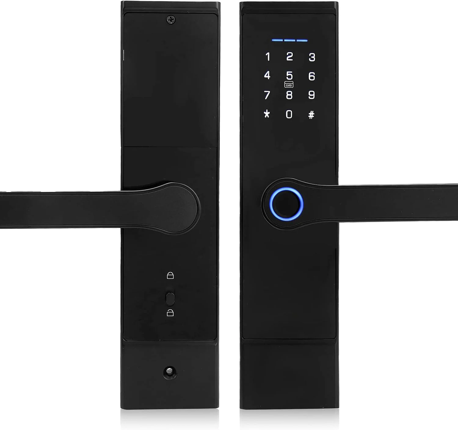 قفل هوشمند POMK، قفل درب ضد سرقت بدون کلید با صفحه کلید، اثر انگشت، رمز عبور و دستگیره لمسی ضد دید برای امنیت اداری و خانگی