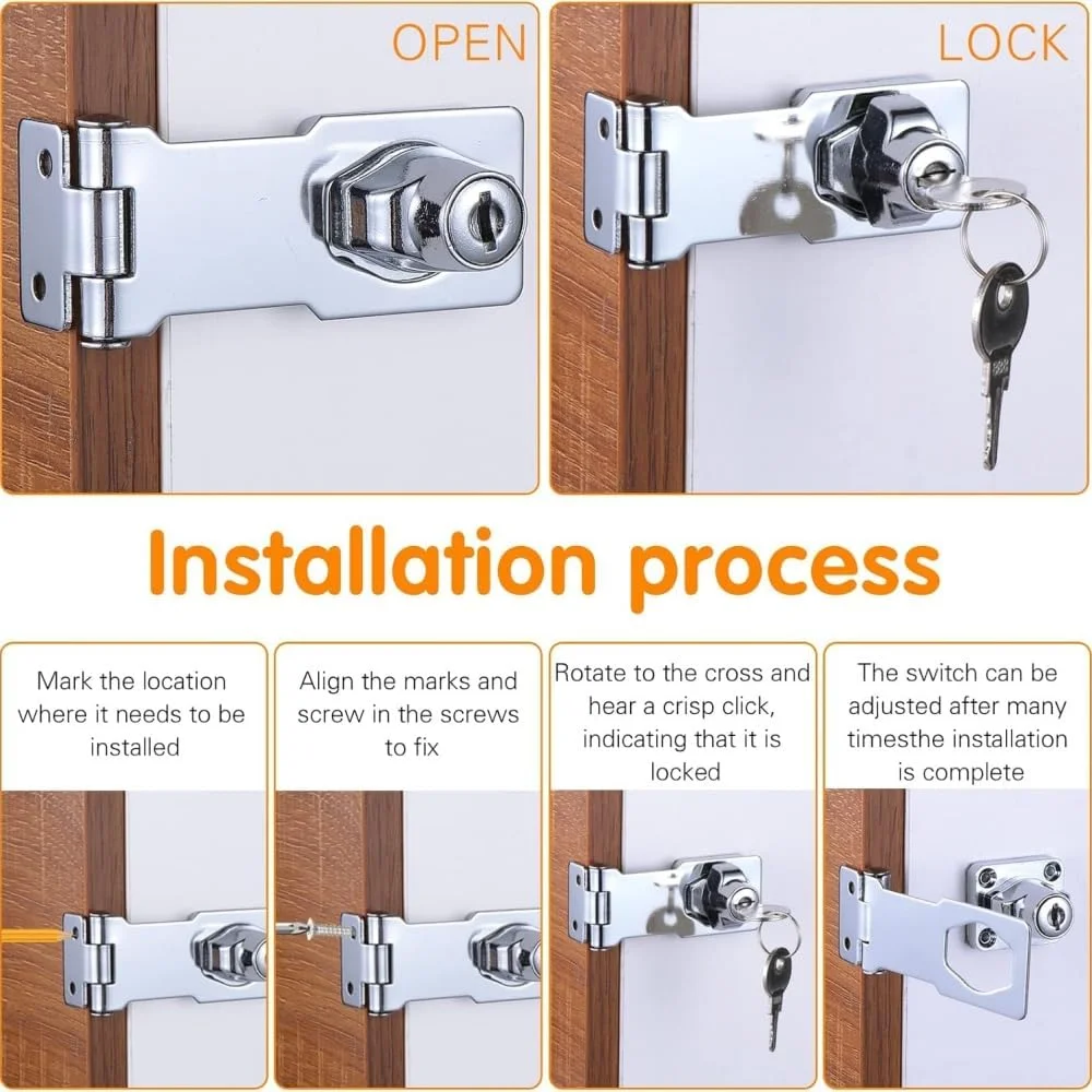 دو عدد قفل کلیدی چرخشی، قفل درب با کلید برای درب سوله، کابینت، کشو، مبلمان (2.5 اینچ)