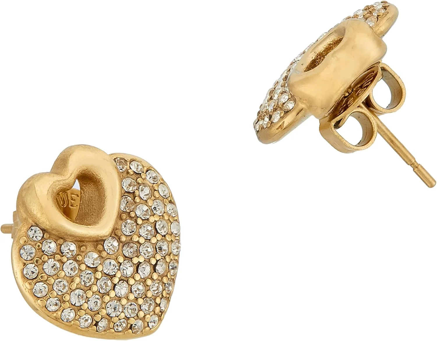 گوشواره های میخی قلبی طلایی زنانه گس مدل JUBE05213JWYG، سایز واحد، استیل ضد زنگ، کریستال