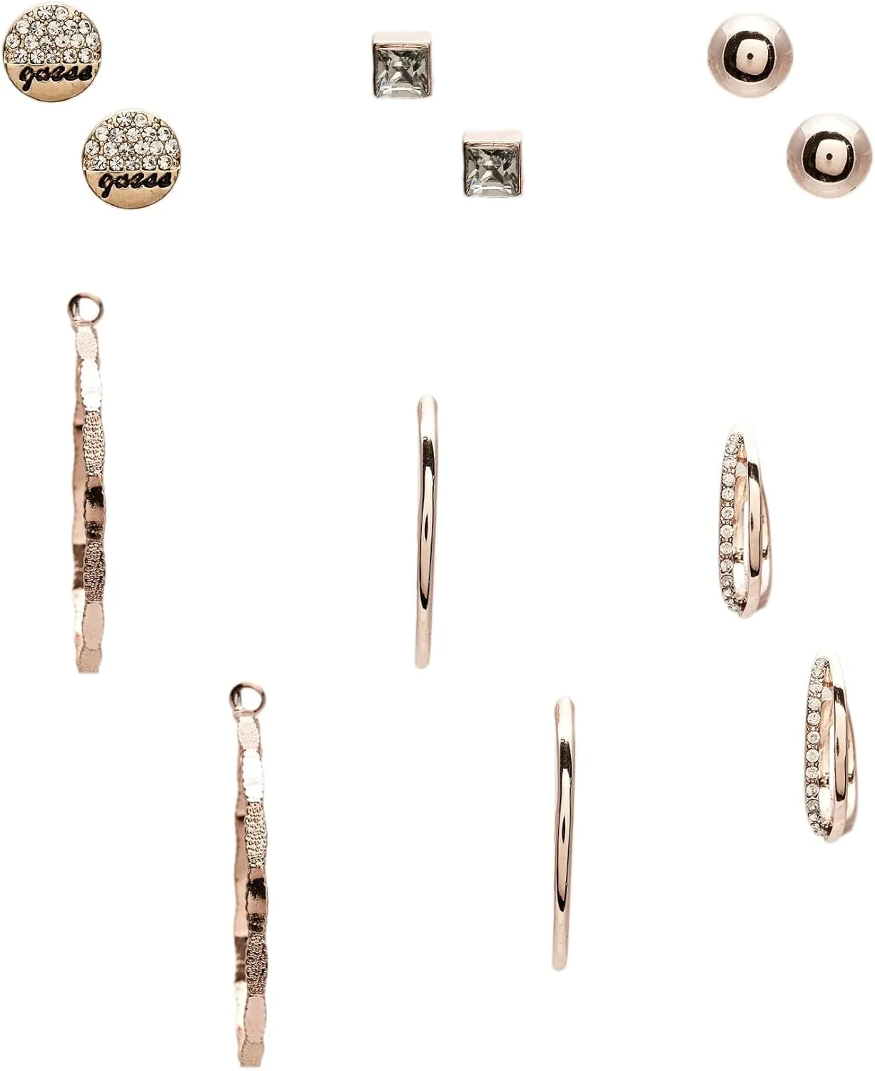 ست گوشواره های میخی و حلقه ای زنانه گس فکتوری، چند رنگ، نگین دار