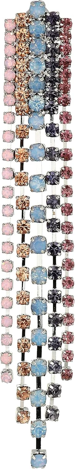 گوشواره آویز زنانه گس، نقره ای، سایز One Size، با نگین های پستی