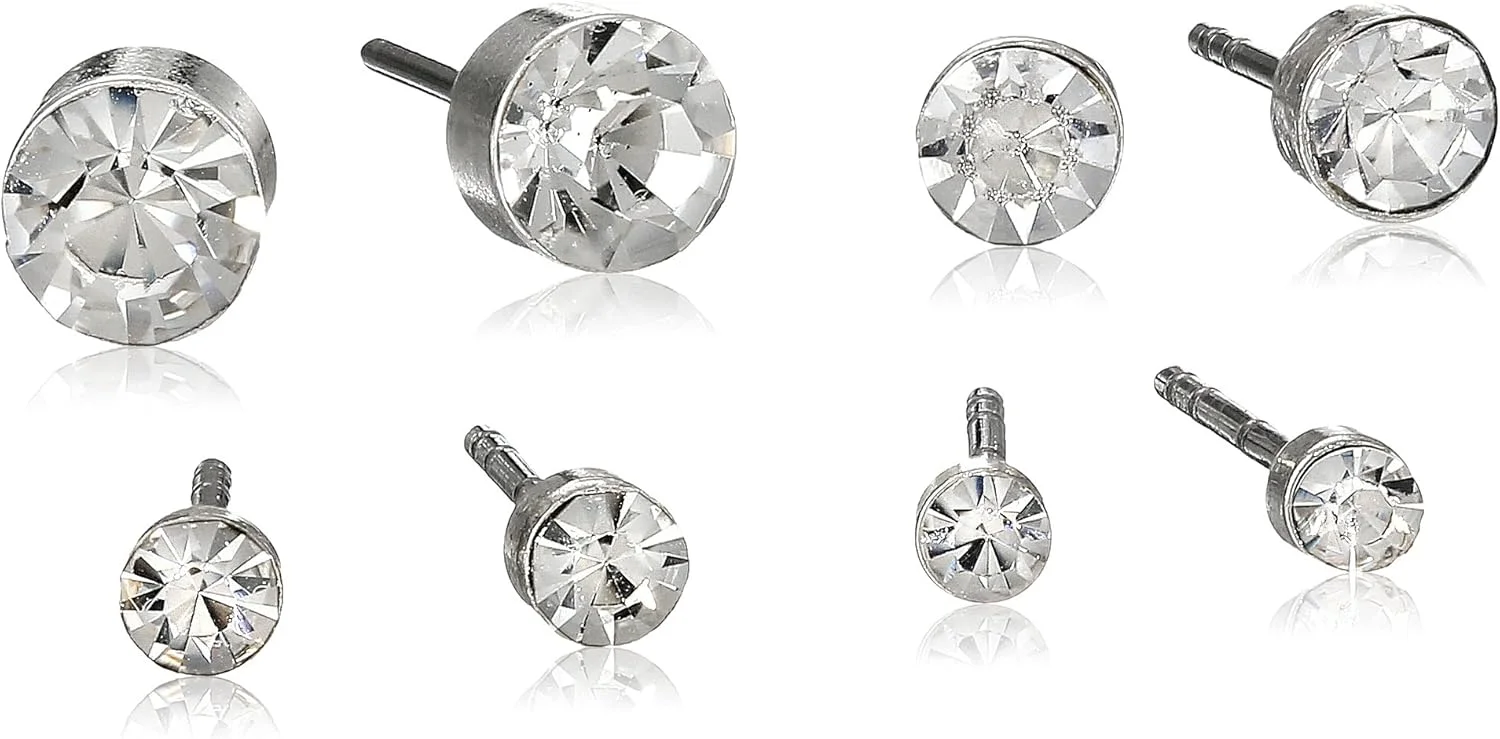 گوشواره های میخی 4 عددی نقره ای زیرکونیا مکعبی GUESS مدل "Basic"، سایز One Size، جنس فلز، بدون سنگ