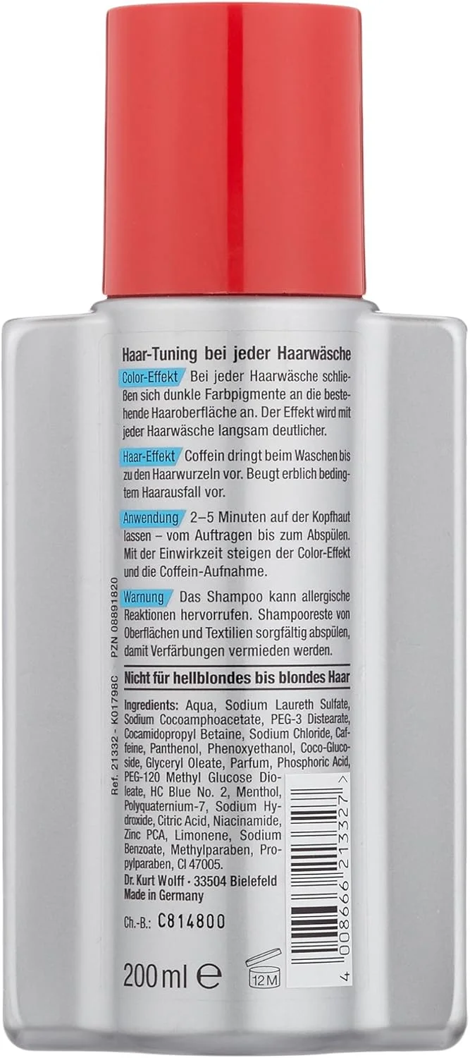 شامپو تنظیم کننده رنگ مو آلپسین - 1 عدد 200 میلی لیتر - شامپو کافئین مشکی برای موهای خاکستری | رنگدانه های قوی رنگ موهای تیره را تیره نگه می دارند