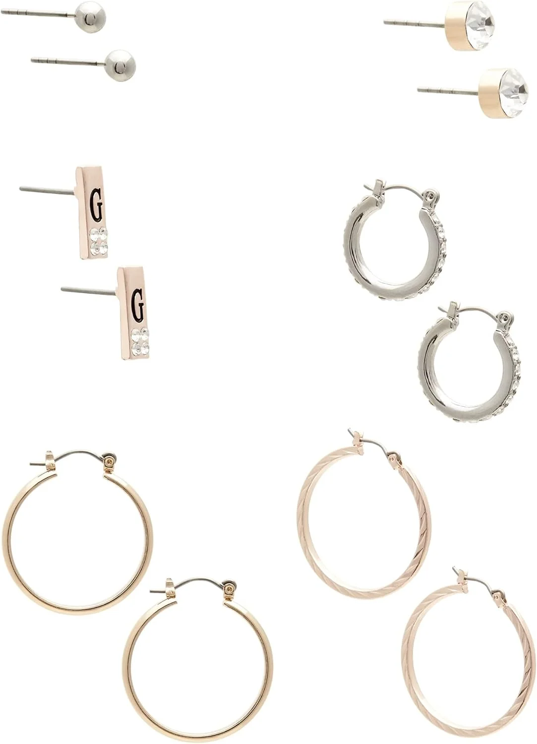 ست گوشواره حلقه ای و میخی فلزات ترکیبی ست گوشواره حلقه ای و میخی فلزات ترکیبی