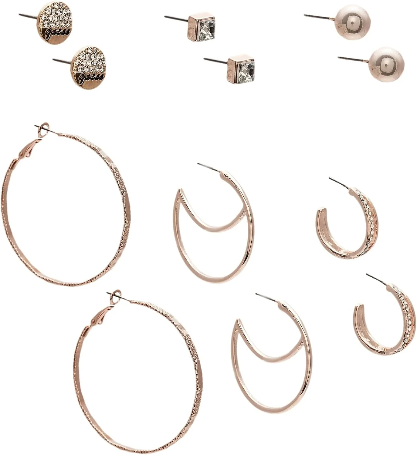 ست گوشواره های میخی و حلقه ای زنانه گس فکتوری، چند رنگ، نگین دار ست گوشواره های میخی و حلقه ای زنانه گس فکتوری، چند رنگ، نگین دار