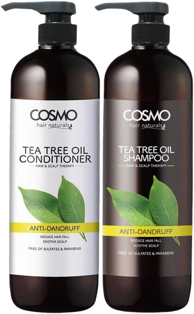 شامپو و نرم کننده درخت چای ضد شوره سر نچرالز سی دی COSMO DESIGNS، 1000 میلی لیتر، مناسب آقایان و بانوان، فاقد سولفات و پارابن، بسته مراقبت از مو 2 در 1، کیت استفاده روزانه