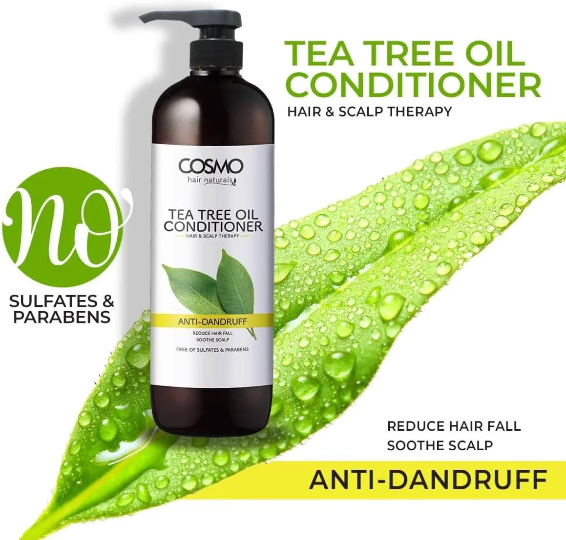 شامپو و نرم کننده درخت چای ضد شوره سر نچرالز سی دی COSMO DESIGNS، 1000 میلی لیتر، مناسب آقایان و بانوان، فاقد سولفات و پارابن، بسته مراقبت از مو 2 در 1، کیت استفاده روزانه شامپو و نرم کننده درخت چای ضد شوره سر نچرالز سی دی COSMO DESIGNS، 1000 میلی لیتر، مناسب آقایان و بانوان، فاقد سولفات و پارابن، بسته مراقبت از مو 2 در 1، کیت استفاده روزانه