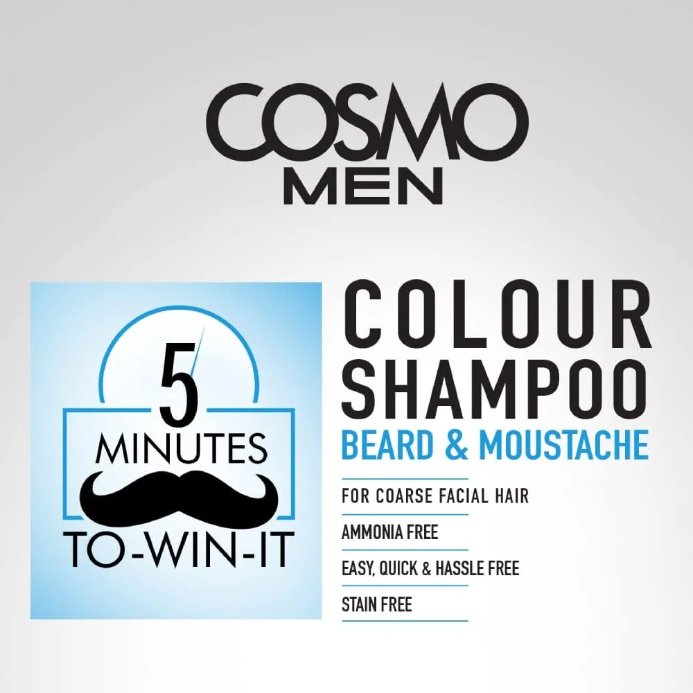 شامپو رنگ ریش مشکی نچرال سی دی COSMO DESIGNS مناسب آقایان و بانوان - 180 میلی لیتر، بدون آمونیاک، بدون آسیب، رنگ در 5 دقیقه، ایمن، مناسب انواع مو