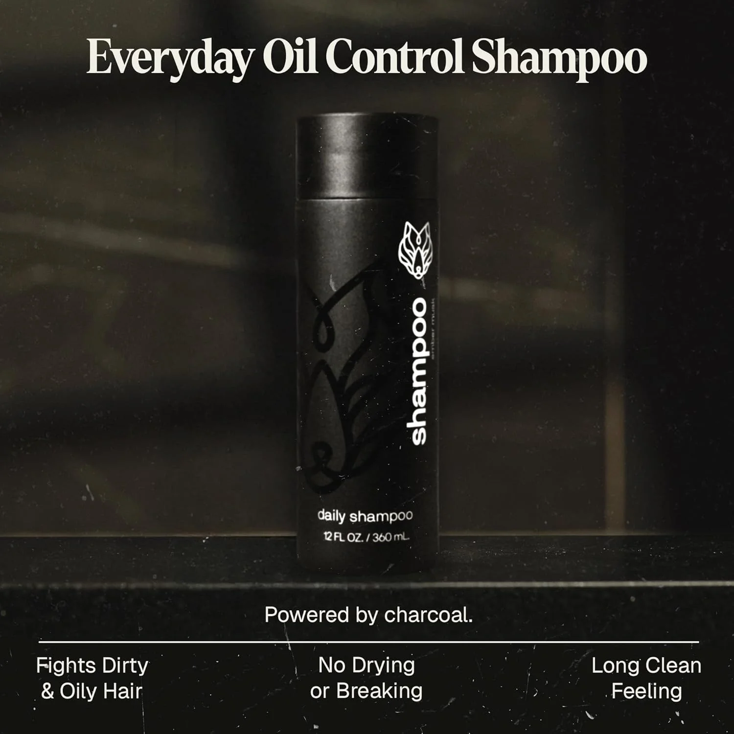 بلک ولف - شامپو روزانه مردانه، 355 میلی لیتر - پودر زغال پوست سر را تمیز می کند و با موهای کثیف و چرب مبارزه می کند - کف غلیظ و غنی - برای انواع مو