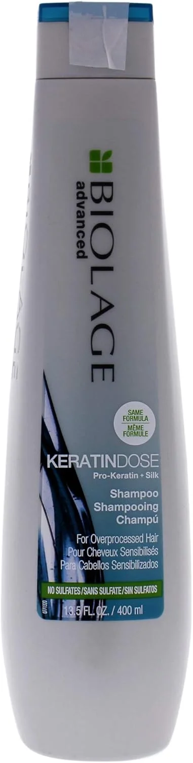 شامپو کراتین دوز ادونسد بایولاج | مرطوب کننده برای مبارزه با وز و آسیب مو | بدون سولفات و پارابن | برای موهای آسیب دیده و بیش از حد فرآوری شده | 400 میلی لیتر