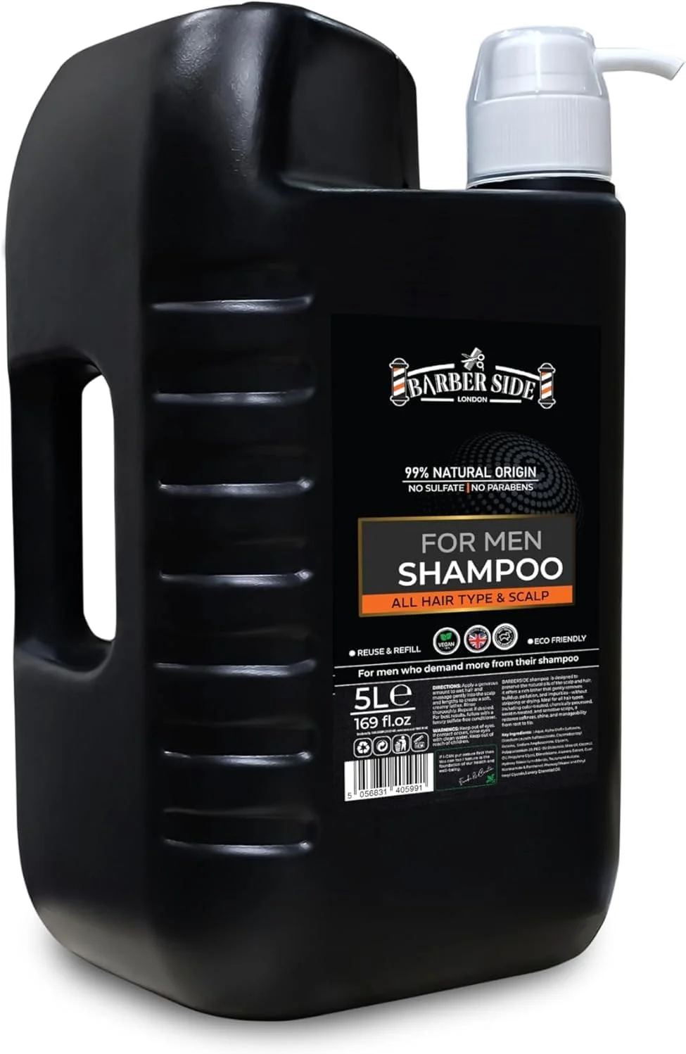 شامپو مو بدون سولفات حرفه ای ایکان باربرساید لندن، مناسب انواع مو، بطری 5 لیتری