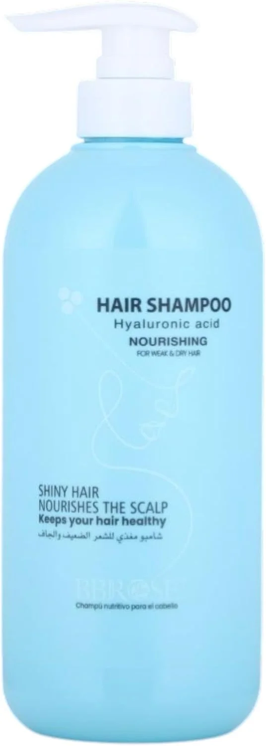 شامپو مو BBROSE حاوی اسید هیالورونیک - فرمول مغذی برای موهای ضعیف و خشک - ایجاد ظاهری صاف و درخشان - محافظت از سد پوستی - مواد طبیعی - 800 میلی لیتر