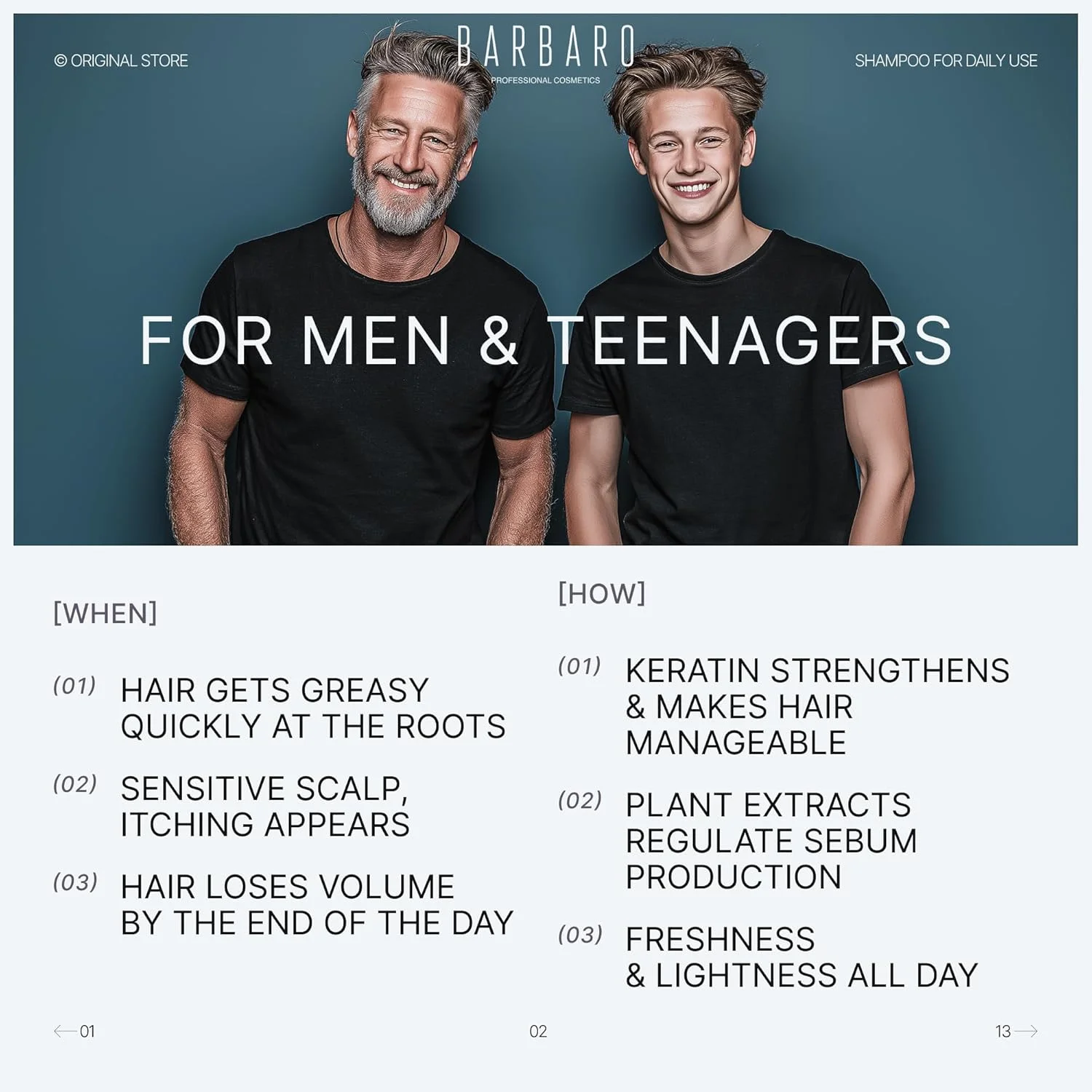 شامپو روزانه کراتین BARBARO برای آقایان، فرمول تقویت کننده و رشد مو، ضد ریزش مو، آبرسان و مرطوب کننده، بدون سولفات و پارابن، مراقبت از پوست سر، 220 میلی لیتر شامپو روزانه کراتین BARBARO برای آقایان، فرمول تقویت کننده و رشد مو، ضد ریزش مو، آبرسان و مرطوب کننده، بدون سولفات و پارابن، مراقبت از پوست سر، 220 میلی لیتر