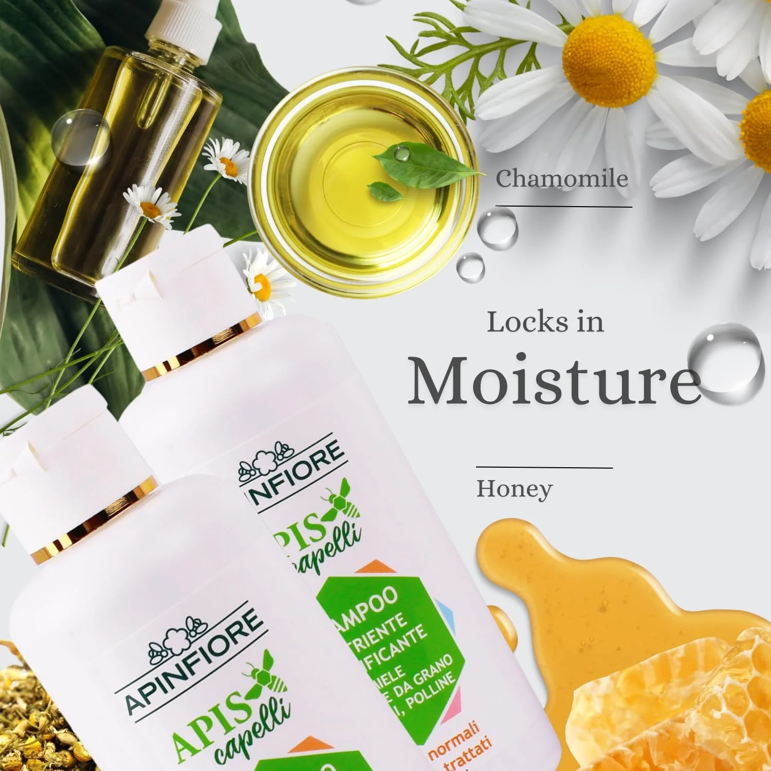 شامپو تقویت کننده و مغذی آپینفیوره، عسل، پروپولیس، گرده گل مناسب موهای معمولی، خشک یا رنگ شده 200 میلی لیتر