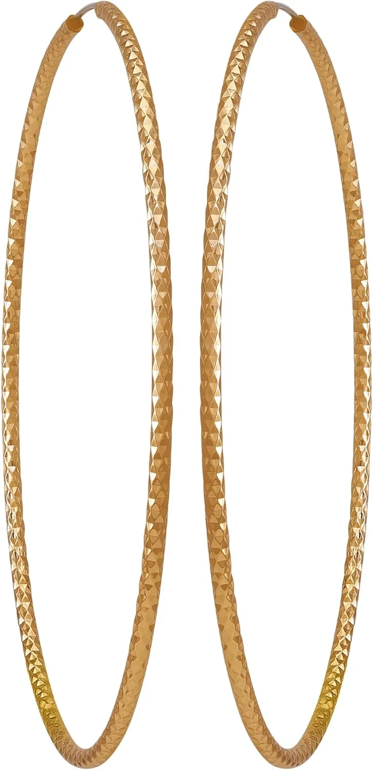 گوشواره حلقه ای بی پایان بافت دار گس، تک سایز، فلز غیر قیمتی، بدون سنگ قیمتی