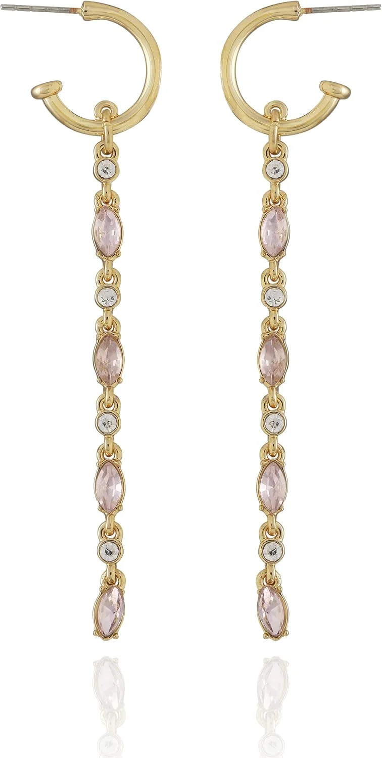 گوشواره های حلقه ای آویزدار GUESS با سنگ صورتی گوشواره های حلقه ای آویزدار GUESS با سنگ صورتی