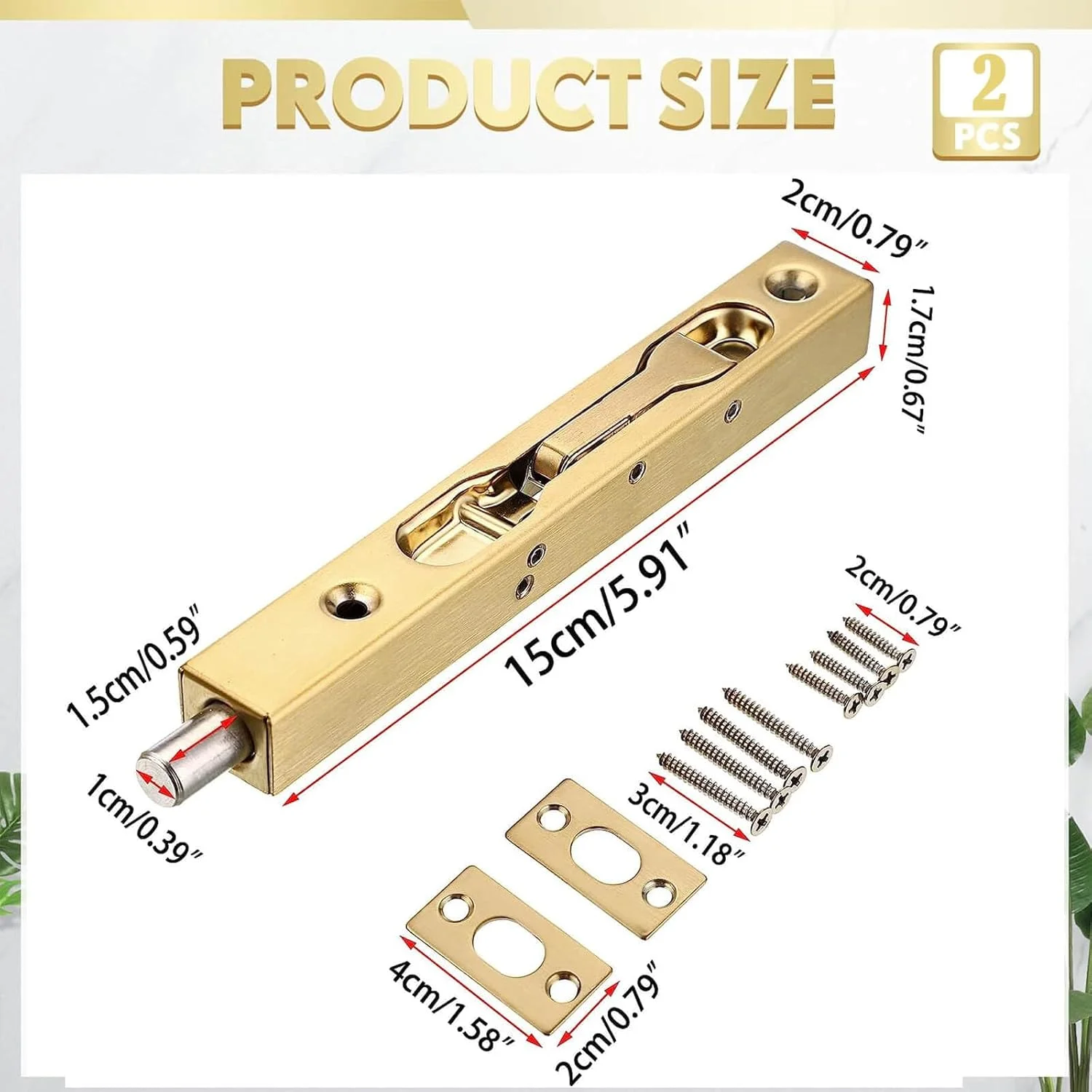 قفل زبانه ای ۶ اینچی درب FesFun®، 2 عدد، قفل های امنیتی استیل ضد زنگ مخفی با سخت افزار، قفل های زبانه ای همسطح برای درب های چوبی کامپوزیت فرانسوی، طلایی قفل زبانه ای ۶ اینچی درب FesFun®، 2 عدد، قفل های امنیتی استیل ضد زنگ مخفی با سخت افزار، قفل های زبانه ای همسطح برای درب های چوبی کامپوزیت فرانسوی، طلایی