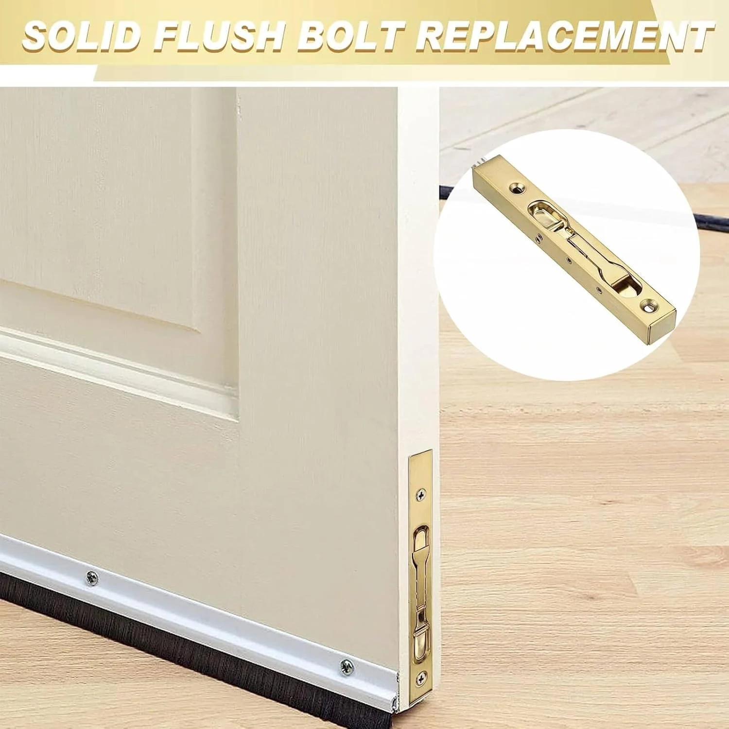 قفل زبانه ای ۶ اینچی درب FesFun®، 2 عدد، قفل های امنیتی استیل ضد زنگ مخفی با سخت افزار، قفل های زبانه ای همسطح برای درب های چوبی کامپوزیت فرانسوی، طلایی قفل زبانه ای ۶ اینچی درب FesFun®، 2 عدد، قفل های امنیتی استیل ضد زنگ مخفی با سخت افزار، قفل های زبانه ای همسطح برای درب های چوبی کامپوزیت فرانسوی، طلایی