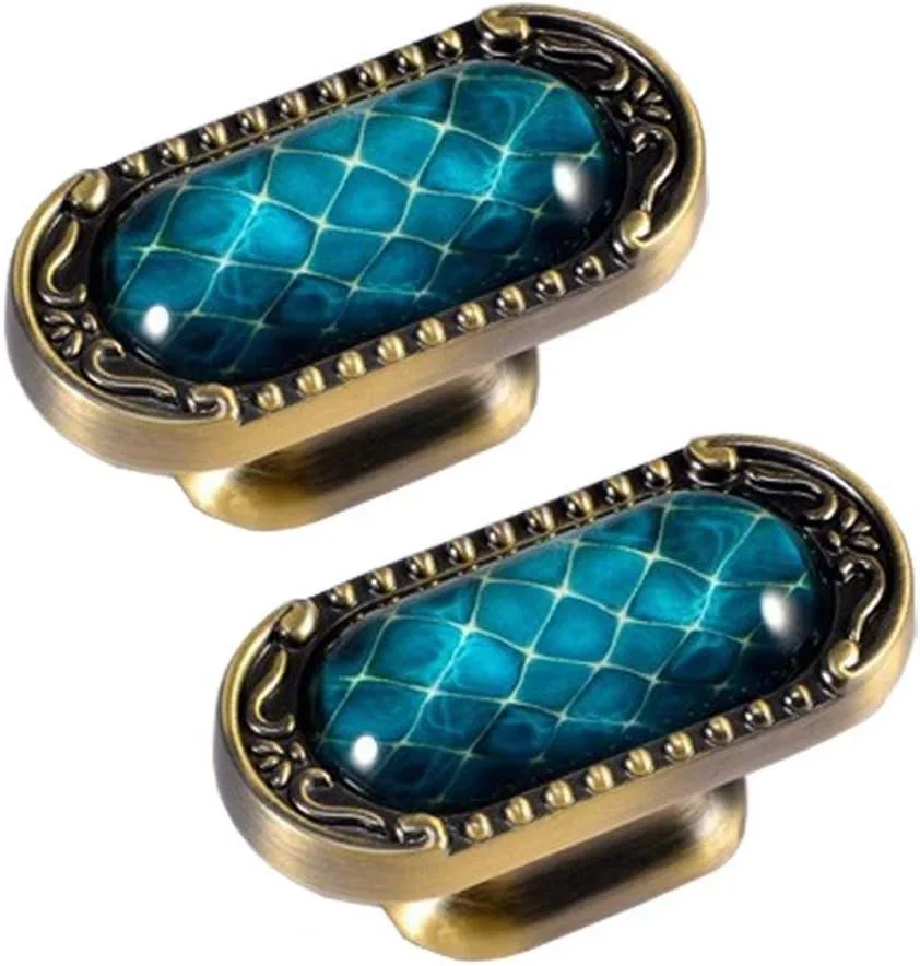 دستگیره کشو ساده اریک ژیان 2 عددی، دستگیره کریستالی کلاسیک | یراق کابینت آشپزخانه/دستگیره کشو کمد لباس قدیمی (تک سوراخ) (رنگ: رنگ A تک سوراخ)