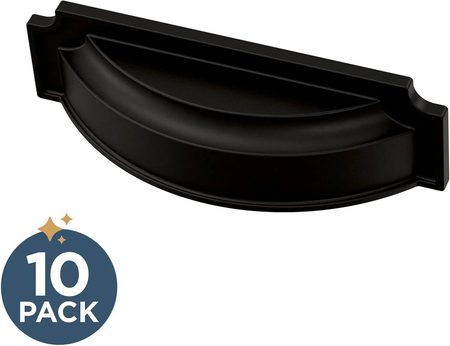 دستگیره کابینت فرانکلین برنج با صفحه پشتی شیاردار (بسته 10 عددی) با فاصله مرکز سوراخ 3 یا 3-3/4 اینچ | دستگیره های مشکی مات برای آشپزخانه، سخت افزار برای کمد، کشو، مبلمان P40110C-FB-B