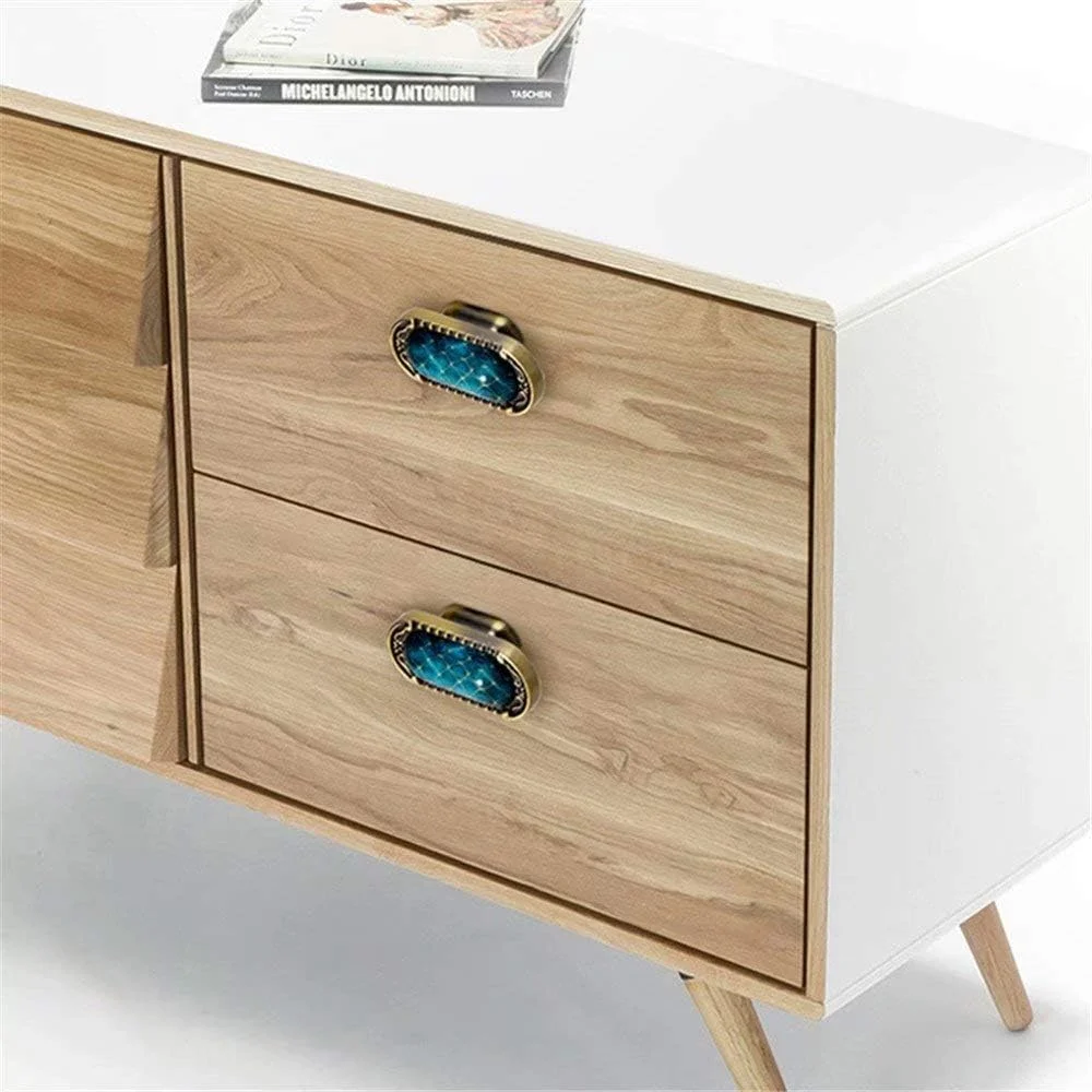 دستگیره کشو ساده اریک ژیان 2 عددی، دستگیره کریستالی کلاسیک | یراق کابینت آشپزخانه/دستگیره کشو کمد لباس قدیمی (تک سوراخ) (رنگ: رنگ A تک سوراخ)