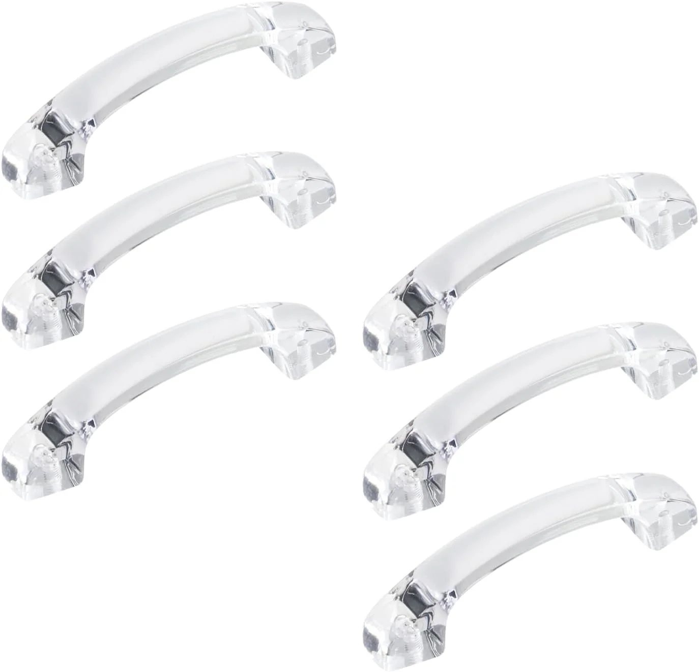 دستگیره کابینت اکریلیک شفاف Geesatis، مجموعه 6 عددی، سخت افزار اتصال مبلمان، دستگیره کمانی، طول 3 اینچ، همراه با پیچ های نصب