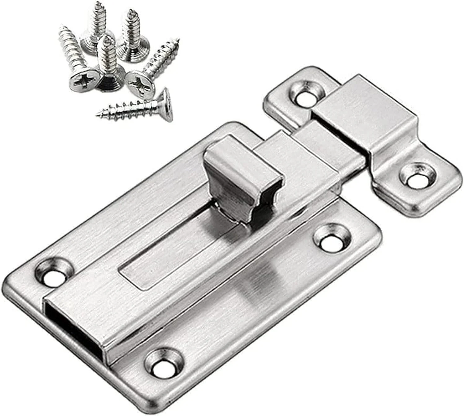 قفل زبانه کشویی درب YHRY، قفل ایمنی 4 اینچی، قفل ضد سرقت استیل ضد زنگ، شامل 12 عدد پیچ، برای حیاط، باغ، بالکن، حمام، پنجره، مبلمان، دروازه حیوانات خانگی، 1 عدد نقره ای