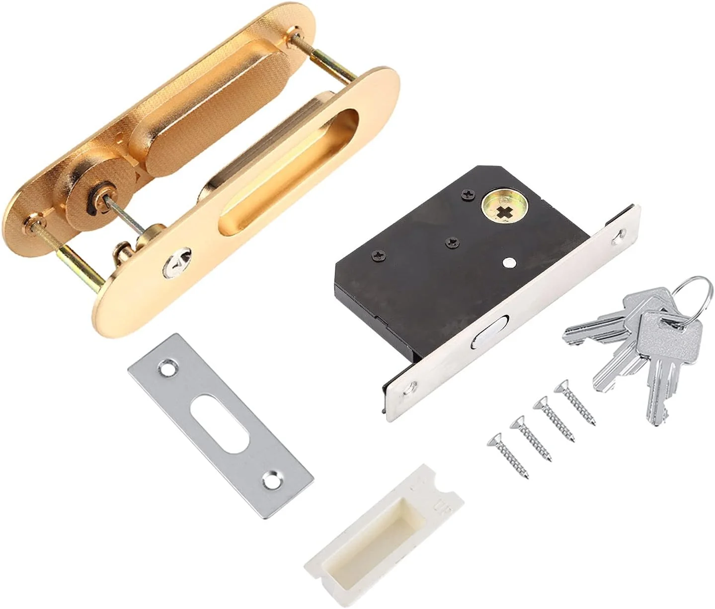 قفل درب چوبی TTGLRT، یراق آلات درب انبار با روکش آبکاری، دستگیره آلیاژ آلومینیوم ضد سرقت برای درب انبار (طلایی)