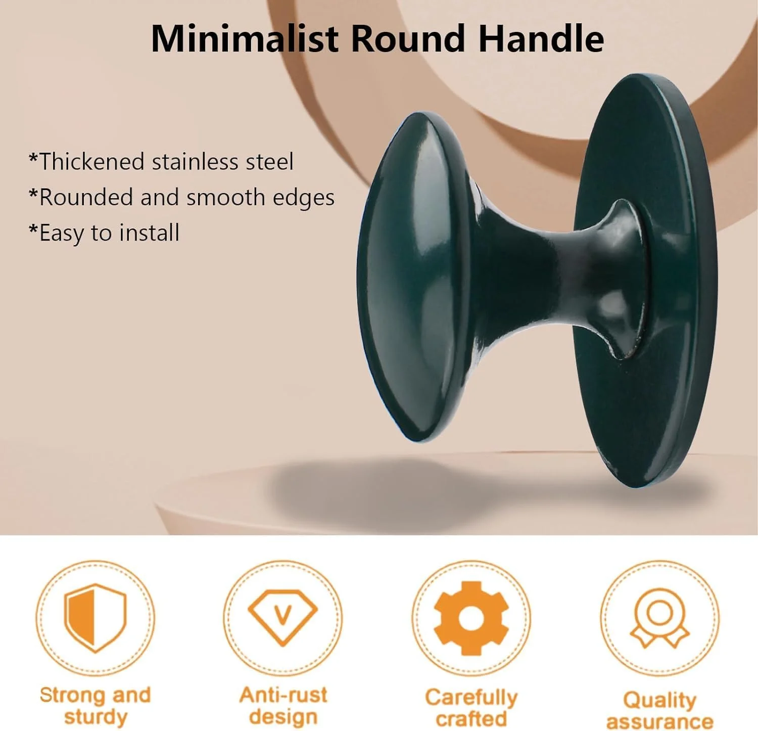 دستگیره کابینت چسبی MOROBOR، بسته 4 عددی دستگیره فوری کابینت آشپزخانه، دستگیره کشو استیل ضد زنگ برای پنجره ها، کمد لباس، کابینت ها، کشوها (سبز زیتونی)