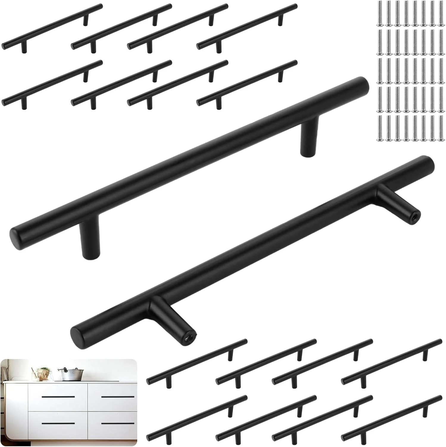 دستگیره کابینت YAYODS بسته 20 عددی - فاصله سوراخ 128 میلی متر دستگیره مبلمان آلیاژ آلومینیوم دستگیره مشکی مبلمان - دستگیره کابینت آشپزخانه، دستگیره مشکی مبلمان برای کمد، کشو