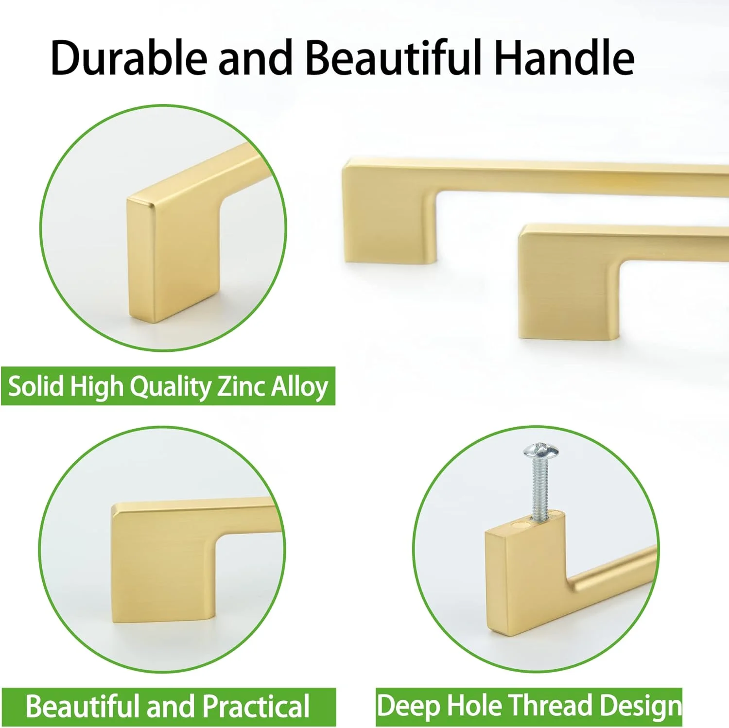 دستگیره کابینت کلاسیک TUNNY بسته 5 عددی - فاصله پیچ 224 میلی متر / 8.81 اینچ، دستگیره سخت افزاری مبلمان طلایی مات برس خورده برای کابینت آشپزخانه، کمد لباس اتاق خواب، کشو