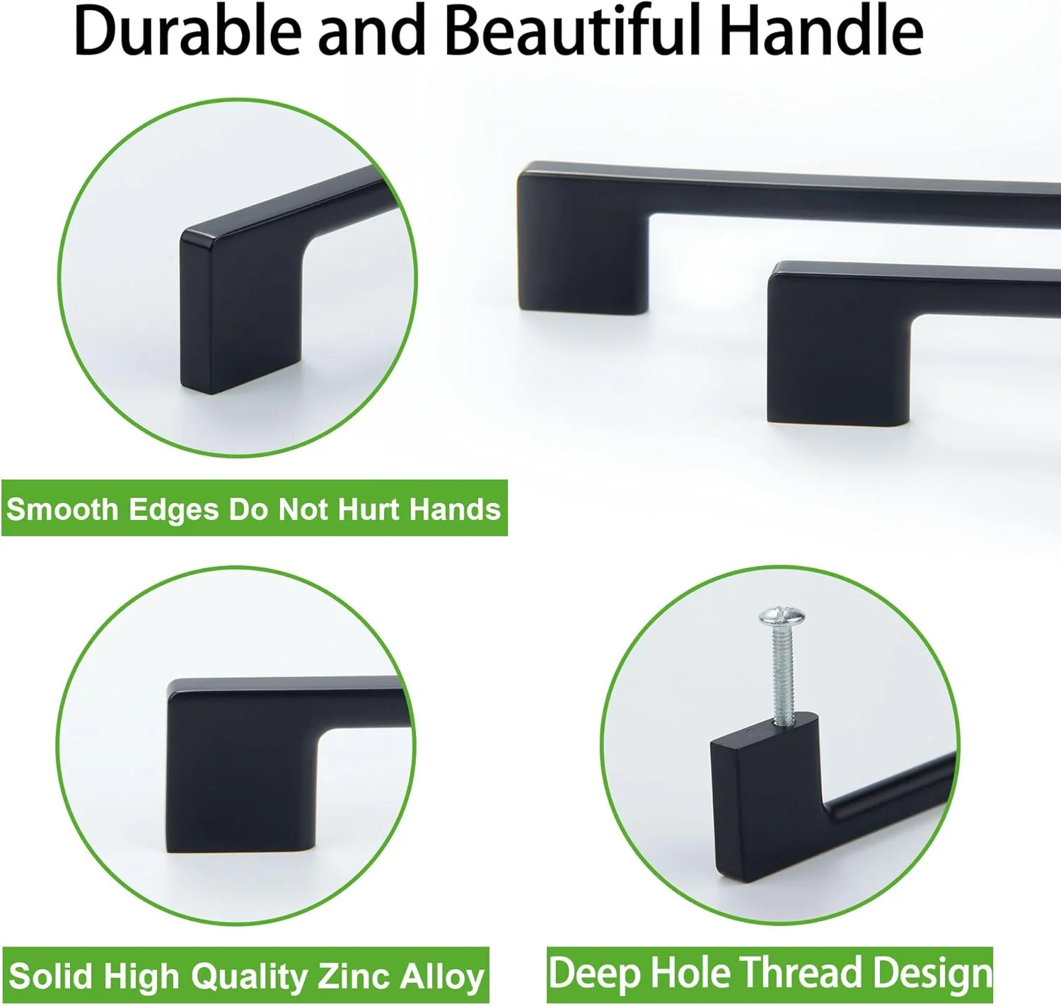 دستگیره کابینت کلاسیک TUNNY بسته 5 عددی - فاصله پیچ 192 میلی متر / 7.5 اینچ دستگیره سخت افزاری مبلمان مشکی مات برای کشو کمد کابینت آشپزخانه اتاق خواب