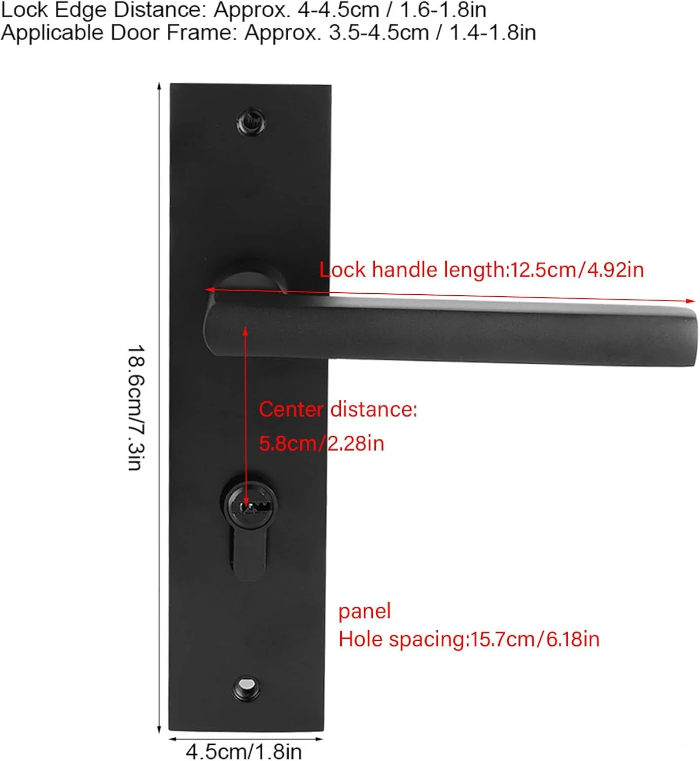 قفل دستگیره درب اتاق خواب امنیتی آلومینیوم فضایی با کلید، مناسب برای قاب درب 3.5-4.5 سانتی متر - مشکی