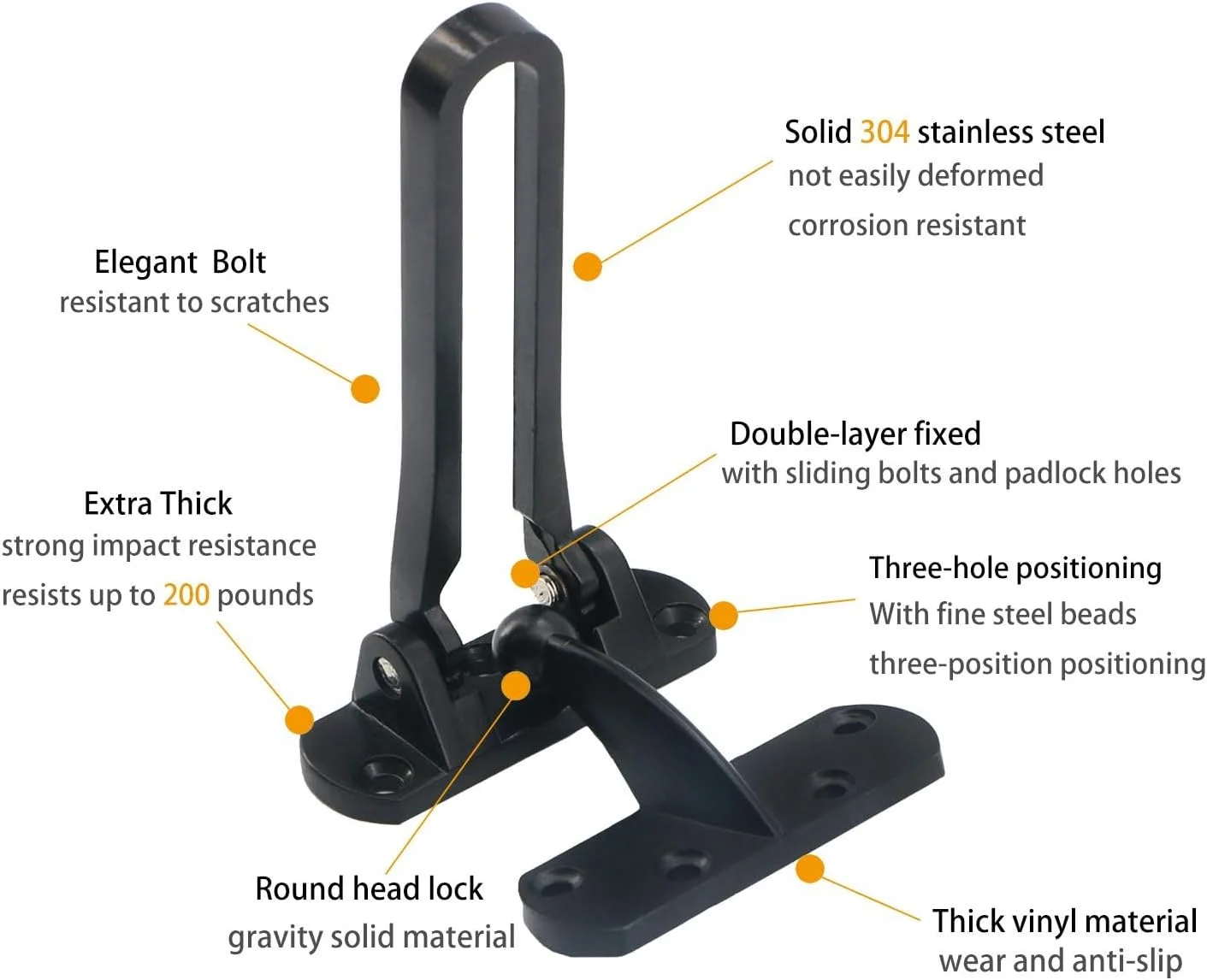 قفل تقویت درب AXIYIBZI، قفل میله ای چرخشی برای امنیت خانه، قفل درب ورودی برای کودکان، آلیاژ آلومینیوم ضخیم و جامد