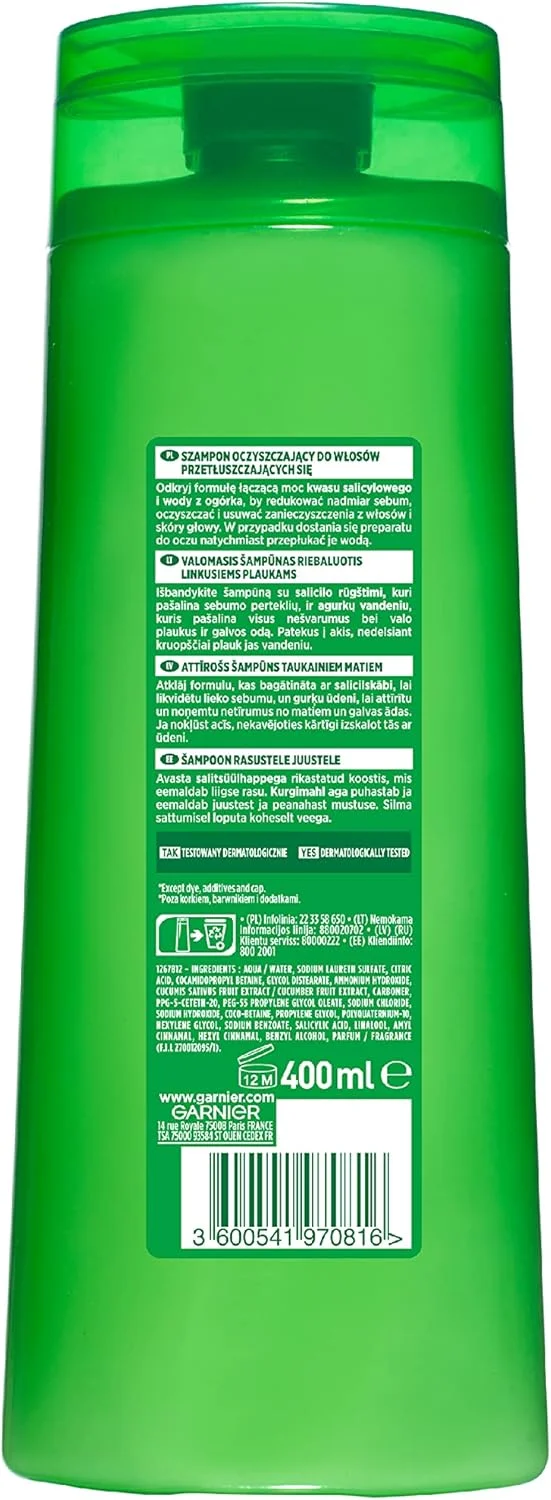 شامپو تقویت کننده موی گارنیه Fructis Fresh مناسب موهای معمولی و چرب، تقویت کننده، پاک کننده و مغذی 400 میلی لیتر شامپو تقویت کننده موی گارنیه Fructis Fresh مناسب موهای معمولی و چرب، تقویت کننده، پاک کننده و مغذی 400 میلی لیتر